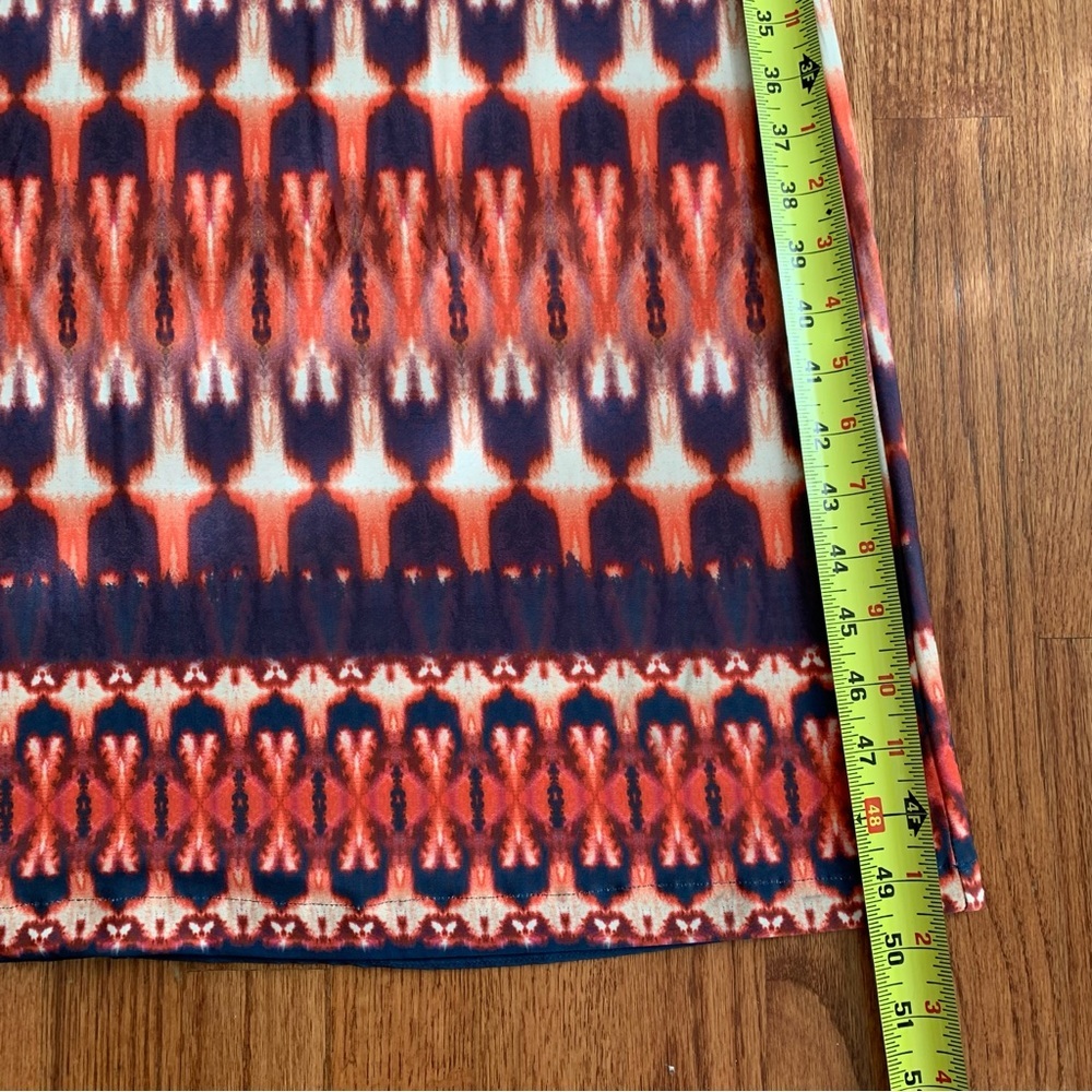 Vix Paula Hermanny Ikat print Peach Pink Cream Blue Jersey Halter Maxi Dress L - Picture 16 of 16